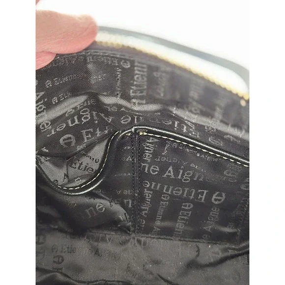 Etienne Aigner small black signature classic design handbag purse - Picture 9 of 10